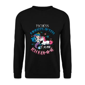 Enrollment Mermaid Unicorn First Class - Unisex Sweatshirt - black - Front - Alina (178cm) & Michal (187cm)