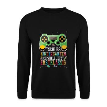 Bye bye kindergarten I'm playing first class now - Unisex Sweatshirt - black - Front - Alina (178cm) & Michal (187cm)