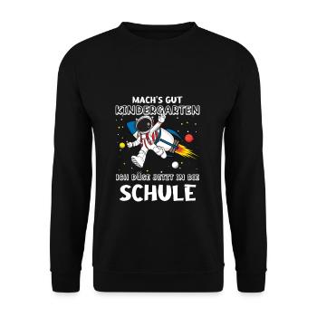 Machs Gut Kindergarten Ich Düse Jetzt In Die - Unisex Pullover - Schwarz - Vorne - Alina (178cm) & Michal (187cm)