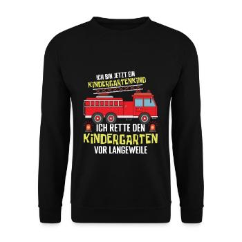 Ich Bin Jetzt Ein Kindergartenkind Ich Rette Vor - Unisex Pullover - Schwarz - Vorne - Alina (178cm) & Michal (187cm)