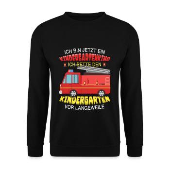 Ich Bin Jetzt Ein Kindergartenkind Ich Rette Vor - Unisex Pullover - Schwarz - Vorne - Alina (178cm) & Michal (187cm)