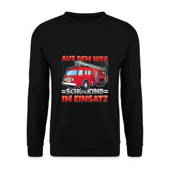 Out of the way: Schoolchild in action Fire brigade - Unisex Sweatshirt - black - Front - Alina (178cm) & Michal (187cm)