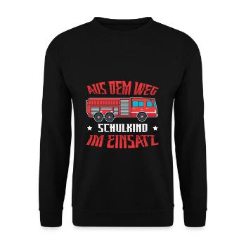 Out of the way: Schoolchild in action Fire brigade - Unisex Sweatshirt - black - Front - Alina (178cm) & Michal (187cm)