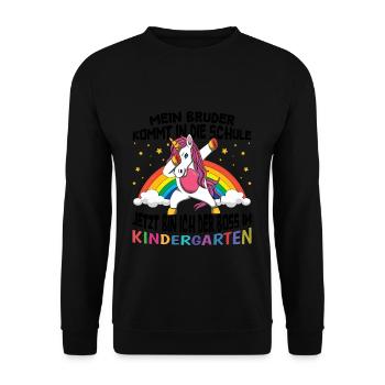 Enrolment Brother Kindergarten Unicorn - Unisex Sweatshirt - black - Front - Alina (178cm) & Michal (187cm)