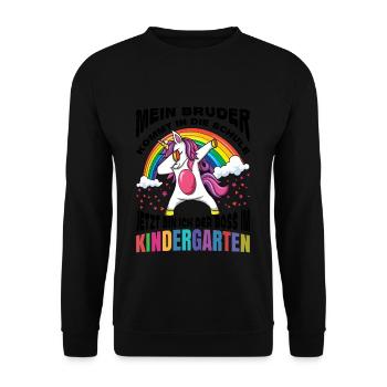 Enrolment Brother Kindergarten Unicorn - Unisex Sweatshirt - black - Front - Alina (178cm) & Michal (187cm)