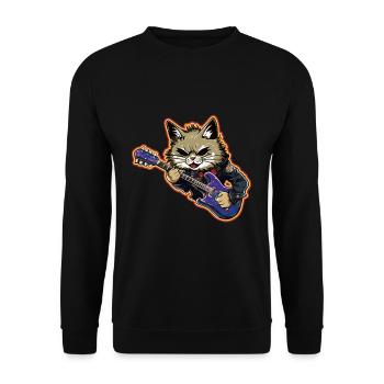 Musician Cat Rocker Electric Guitar Instruments - Unisex Sweatshirt - black - Front - Alina (178cm) & Michal (187cm)