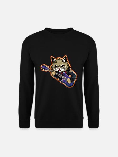 Musiker Cat Rocker E-Gitarre Instrumente - Unisex Pullover - Schwarz