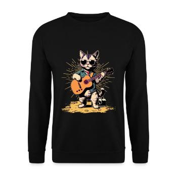 Musiker Cat Rocker Akustikgitarre Instrumente - Unisex Pullover - Schwarz - Vorne - Alina (178cm) & Michal (187cm)
