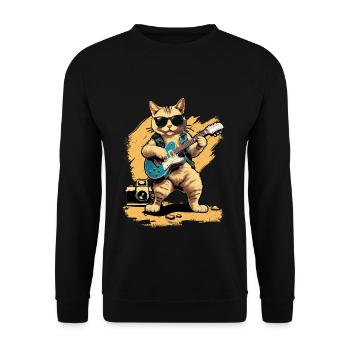 Chat jouant des instruments de guitare acoustique - Sweat-shirt Unisexe - noir - Devant - Alina (178cm) & Michal (187cm)