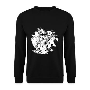 Chat jouant des instruments de guitare acoustique cool - Sweat-shirt Unisexe - noir - Devant - Alina (178cm) & Michal (187cm)