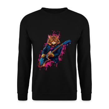 Rocker Cat joue des instruments de guitare - Sweat-shirt Unisexe - noir - Devant - Alina (178cm) & Michal (187cm)