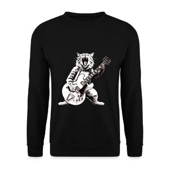 Rocker Cat jouant des instruments de guitare génial - Sweat-shirt Unisexe - noir - Devant - Alina (178cm) & Michal (187cm)