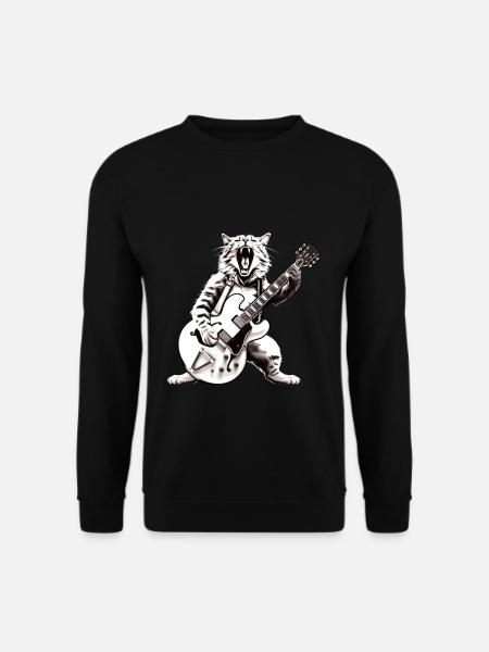 Rocker Cat spielt Gitarreninstrumente Awesome - Unisex Pullover - Schwarz