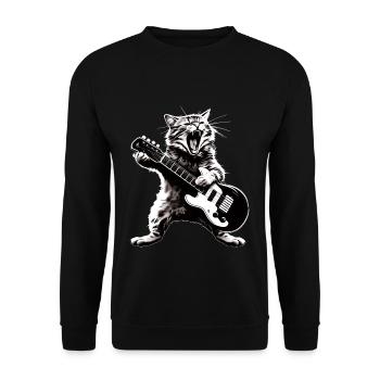 Funny Cat Playing Guitar Instruments Awesome - Unisex Sweatshirt - black - Front - Alina (178cm) & Michal (187cm)
