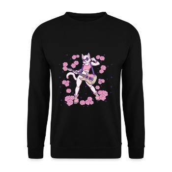 Goth Cat spielt Gitarre Instrumente Rock Metal - Unisex Pullover - Schwarz - Vorne - Alina (178cm) & Michal (187cm)