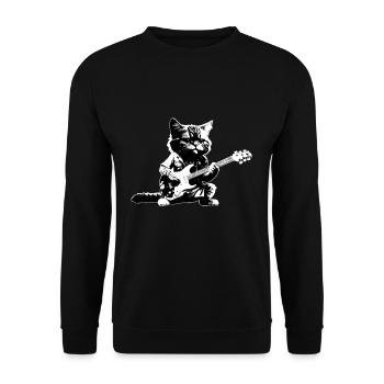 Rocker Cat Playing Guitar Instruments Kitten - Unisex Sweatshirt - black - Front - Alina (178cm) & Michal (187cm)