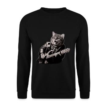Rocker Cat Playing Guitar Instruments Meow - Unisex Sweatshirt - black - Front - Alina (178cm) & Michal (187cm)