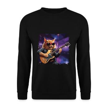 Drôle Chat Joue Guitare Instruments Mignon - Sweat-shirt Unisexe - noir - Devant - Alina (178cm) & Michal (187cm)