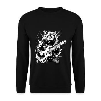 Rocker Cat Playing Guitar Music Musician - Unisex Sweatshirt - black - Front - Alina (178cm) & Michal (187cm)