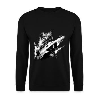 Love Rocker Cat jouant de la guitare Musicien de musique - Sweat-shirt Unisexe - noir - Devant - Alina (178cm) & Michal (187cm)