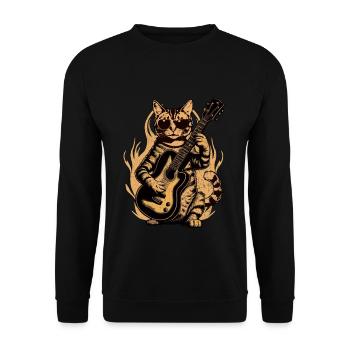 Metal Cat Plays Acoustic Guitar Rock Cute - Unisex Sweatshirt - black - Front - Alina (178cm) & Michal (187cm)
