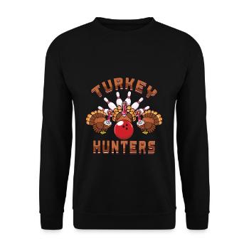 Chasseurs de dindes Quilles de dinde Thanksgiving - Sweat-shirt Unisexe - noir - Devant - Alina (178cm) & Michal (187cm)