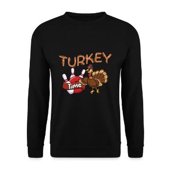 Truthahn Zeit Truthahn Bowling Pin Thanksgiving - Unisex Pullover - Schwarz - Vorne - Alina (178cm) & Michal (187cm)