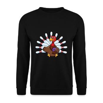 Chasseurs de dinde Thanksgiving Bowling de dinde - Sweat-shirt Unisexe - noir - Devant - Alina (178cm) & Michal (187cm)