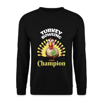 Bowling Champion de Turquie Bowling Pin Thanksgiving - Sweat-shirt Unisexe - noir - Devant - Alina (178cm) & Michal (187cm)