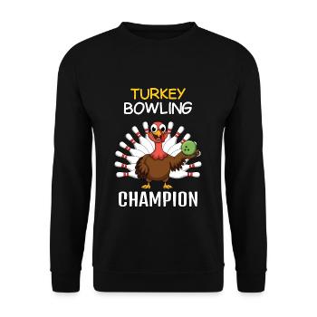 Champion de bowling de dinde Bowling Thanksgiving - Sweat-shirt Unisexe - noir - Devant - Alina (178cm) & Michal (187cm)