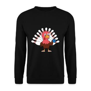 Cute Turkey Thanksgiving Turkey Bowling - Unisex Sweatshirt - black - Front - Alina (178cm) & Michal (187cm)
