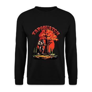 Tapsquatch Tapping Maple Tree Maple Leaf - Unisex Sweatshirt - black - Front - Alina (178cm) & Michal (187cm)