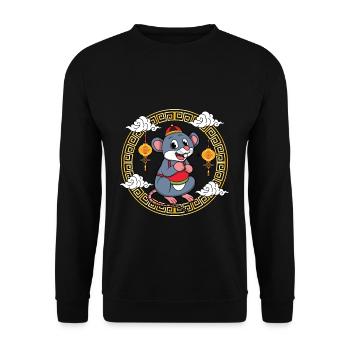 Drôle de Nouvel An Chinois Du Rat Astrologie Chinoise - Sweat-shirt Unisexe - noir - Devant - Alina (178cm) & Michal (187cm)