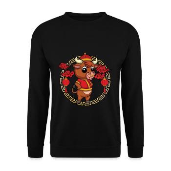 Funny Chinese New Year Of The Ox Chinese Zodiac - Unisex Sweatshirt - black - Front - Alina (178cm) & Michal (187cm)