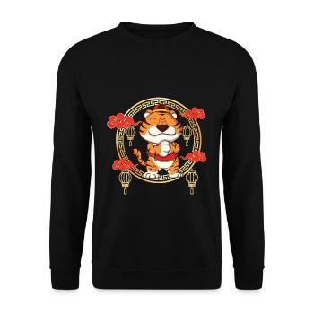 Funny Chinese New Year Of The Tiger Chinese Zodiac - Unisex Sweatshirt - black - Front - Alina (178cm) & Michal (187cm)