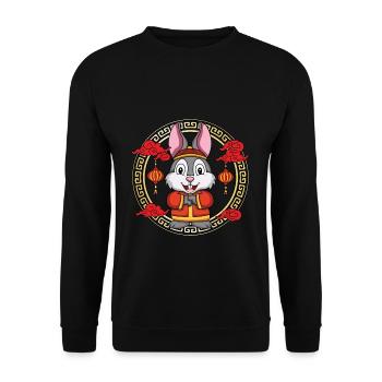Funny Chinese New Year Of Rabbit Chinese Zodiac - Unisex Sweatshirt - black - Front - Alina (178cm) & Michal (187cm)