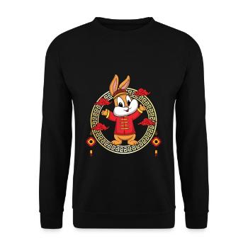 Lustiges chinesisches Neujahrsfest Das Kaninchen Chinesisches Tierkreiszeichen - Unisex Pullover - Schwarz - Vorne - Alina (178cm) & Michal (187cm)