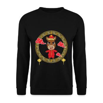 Lustiges chinesisches Neujahrsfest des Pferdes Chinesisches Sternzeichen - Unisex Pullover - Schwarz - Vorne - Alina (178cm) & Michal (187cm)