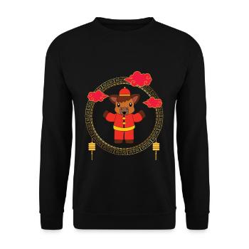 Lustiges chinesisches Neujahrsfest des Pferdes Chinesisches Tierkreiszeichen - Unisex Pullover - Schwarz - Vorne - Alina (178cm) & Michal (187cm)