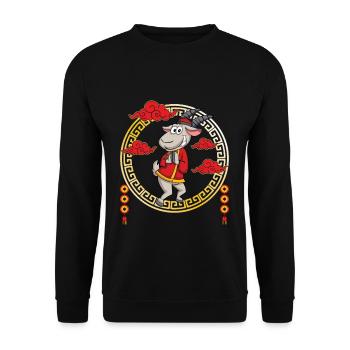 Lustiges chinesisches Neujahrsfest der Ziege Chinesisches Tierkreiszeichen - Unisex Pullover - Schwarz - Vorne - Alina (178cm) & Michal (187cm)