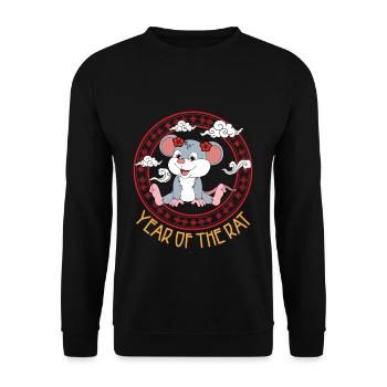 Année Du Rat Chinois Mignon Chinois Kawaii - Sweat-shirt Unisexe - noir - Devant - Alina (178cm) & Michal (187cm)