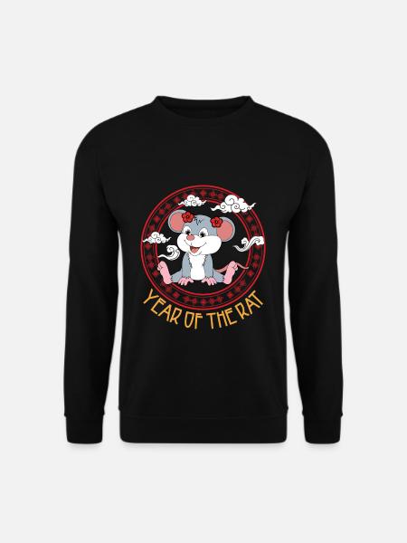 Jahr der Ratte Niedlich Chinesisch Kawaii Chinesisch - Unisex Pullover - Schwarz