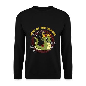 Année Du Dragon Mignon Kawaii Nouvel An Chinois - Sweat-shirt Unisexe - noir - Devant - Alina (178cm) & Michal (187cm)