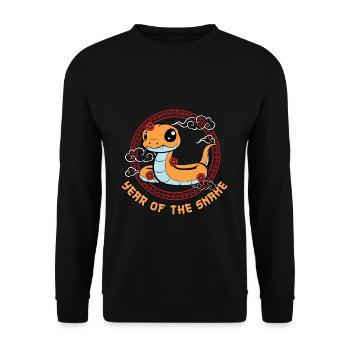 Year Of Snake Kawaii Zodiac Chinese New Year - Unisex Sweatshirt - black - Front - Alina (178cm) & Michal (187cm)