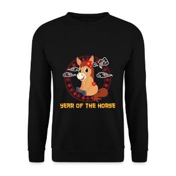 Année Du Cheval Mignon Kawaii Nouvel An Chinois - Sweat-shirt Unisexe - noir - Devant - Alina (178cm) & Michal (187cm)