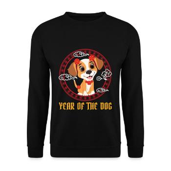 Year Of The Dog Cute Kawaii Chinese New Year - Unisex Sweatshirt - black - Front - Alina (178cm) & Michal (187cm)