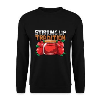 Stirring Up Tradition Apple Butter Picker Apple - Unisex Sweatshirt - black - Front - Alina (178cm) & Michal (187cm)