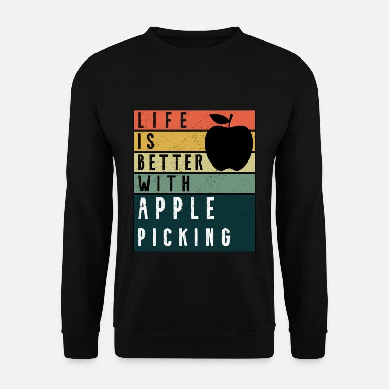 Das Leben ist besser mit Apple Picking Retro - Unisex Pullover - Schwarz