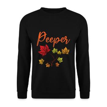 Peeper Laub Blatt Peeping - Unisex Pullover - Schwarz - Vorne - Alina (178cm) & Michal (187cm)