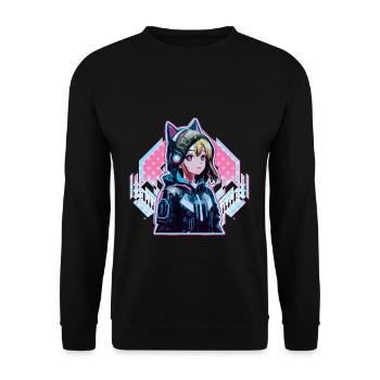 Anime Vaporwave Hard Techno Dark Tekno - Unisex Sweatshirt - black - Front - Alina (178cm) & Michal (187cm)
